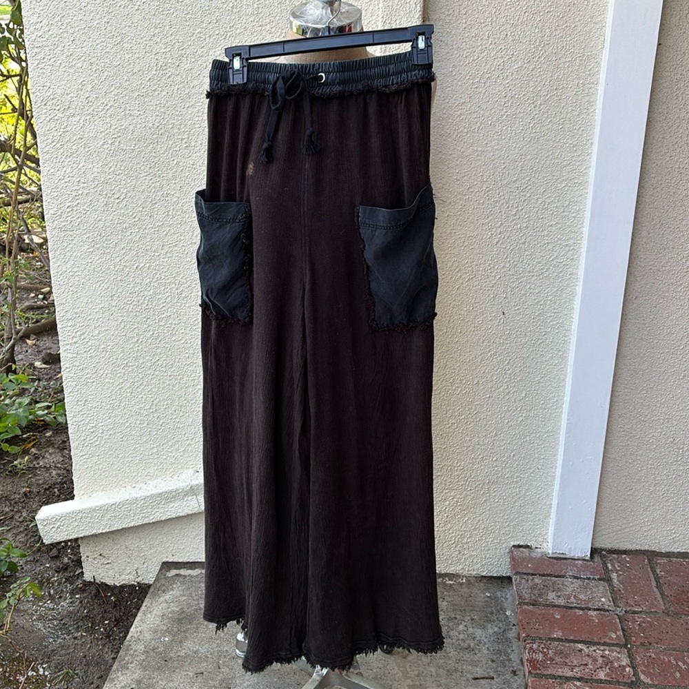 Free People Movement great gauzy like wide leg palazzo pants w/ big pockets - Picture 3 of 16